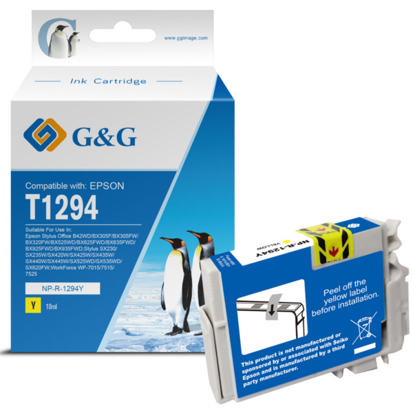 Compatible G&G Epson T1294 Amarillo Cartucho de Tinta Generico - Reemplaza C13T12944012