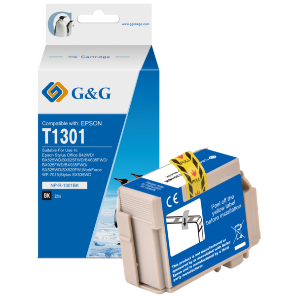 Compatible G&G Epson T1301 Negro Cartucho de Tinta Generico - Reemplaza C13T13014010