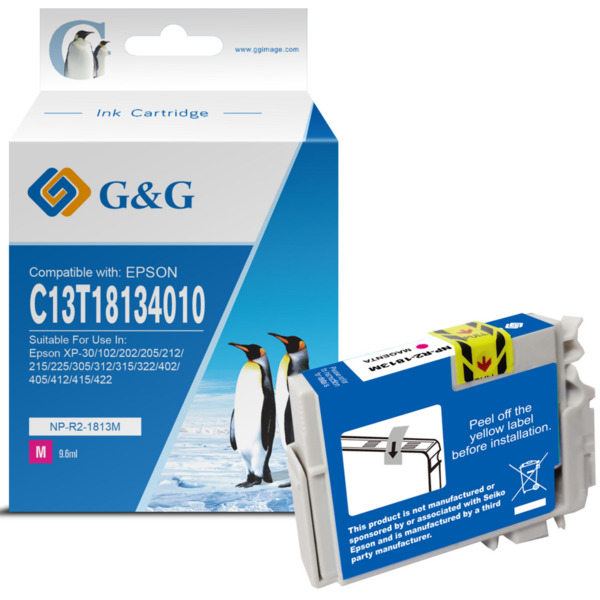 Compatible G&G Epson T1813/T1803 (18XL) Magenta Cartucho de Tinta Generico - Reemplaza C13T18134012/C13T18034012