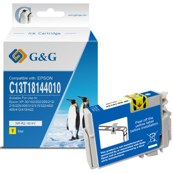 Compatible G&G Epson T1814/T1804 (18XL) Amarillo Cartucho de Tinta Generico - Reemplaza C13T18144012/C13T18044012