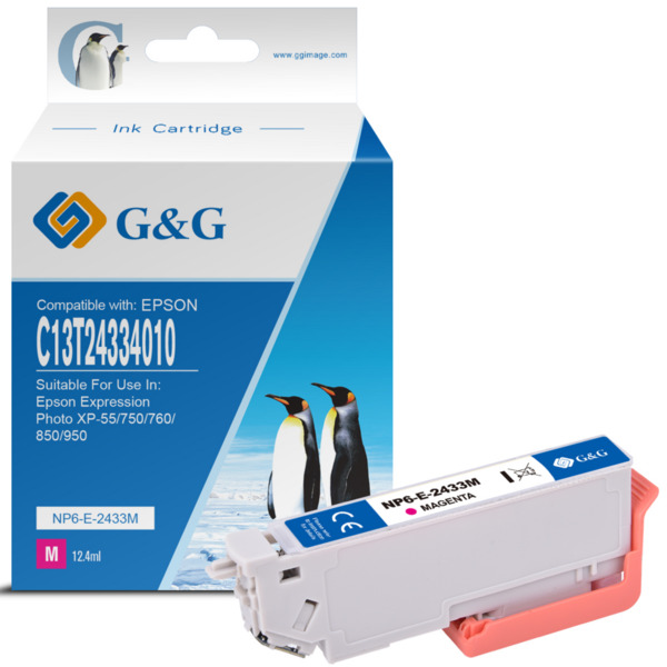 Compatible G&G Epson T2433/T2423 (24XL) Magenta Cartucho de Tinta Generico - Reemplaza C13T24334012/C13T24234012