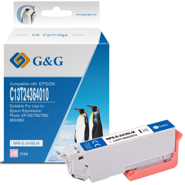 Compatible G&G Epson T2436/T2426 (24XL) Magenta Light Cartucho de Tinta Generico - Reemplaza C13T24364012/C13T24264012