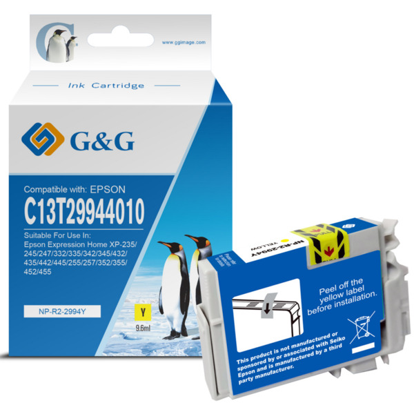 Compatible G&G Epson T2994/T2984 (29XL) Amarillo Cartucho de Tinta Generico - Reemplaza C13T29944012/C13T29844012