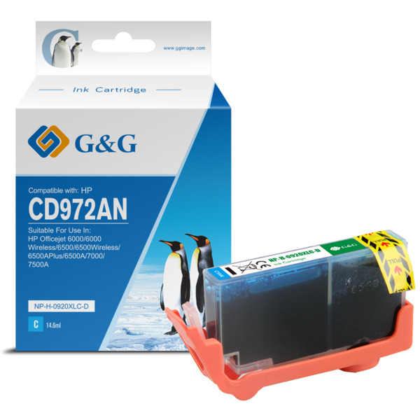 Compatible G&G HP 920XL Cyan Cartucho de Tinta Generico - Reemplaza CD972AE