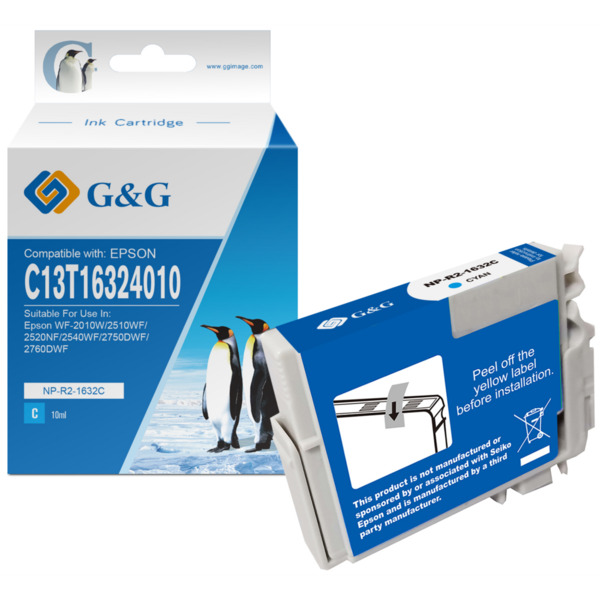 G&G Epson T1632/T1622 (16XL) Cyan Cartucho de Tinta Generico - Reemplaza C13T16324012/C13T16224012