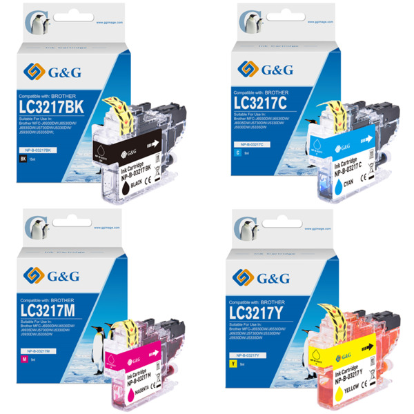 LC3217 Pack 4 tinta G&G generico Brother LC3217BK LC3217C LC3217M LC3217Y