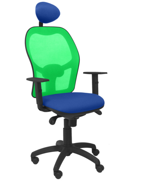 Silla de oficina Jorquera malla verde asiento bali azul con cabecero fijo (1)