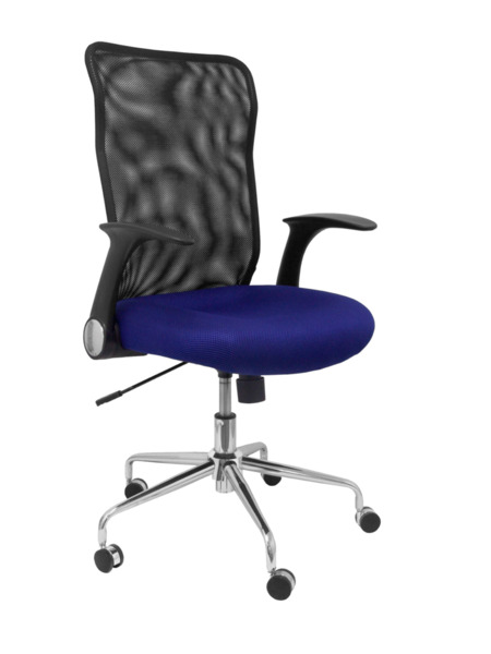 Silla de oficina Minaya respaldo malla negro asiento 3D azul (1)