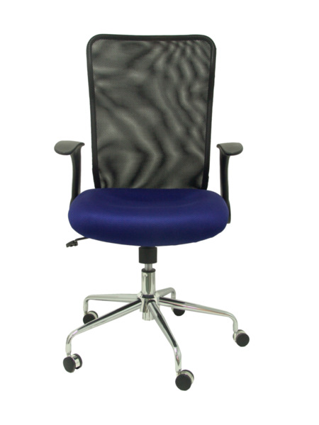 Silla de oficina Minaya respaldo malla negro asiento 3D azul (2)