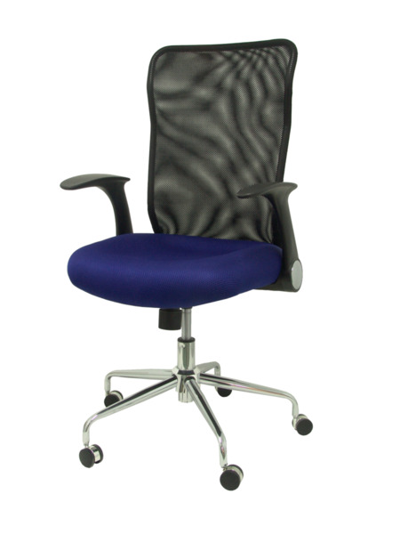 Silla de oficina Minaya respaldo malla negro asiento 3D azul (3)
