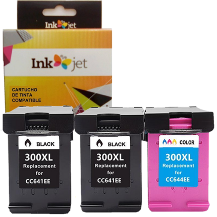300XL Pack 3 tinteiro generico HP 300XL CC640EE / CC641EE, CC644EE / CC643EE