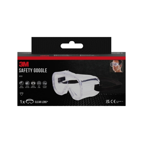 3M Classic Gafas de Seguridad - Ventilacion Indirecta - Lente Incolora - Uso Compatible con Gafas Graduadas - Goma Ajustable - P