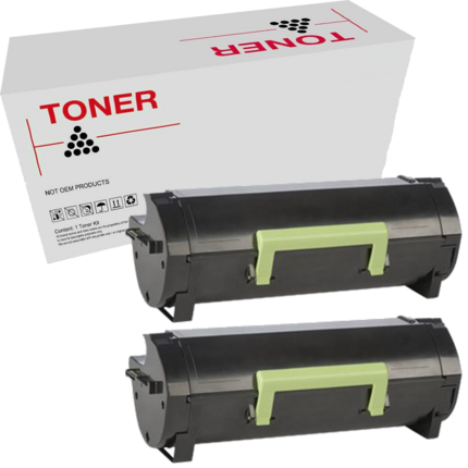 60F2H00 / 602H pack 2 cartuchos de toner compatible con Lexmark MX310 / MX410 / MX510 / MX511 / MX610 / MX611 de alta calidad