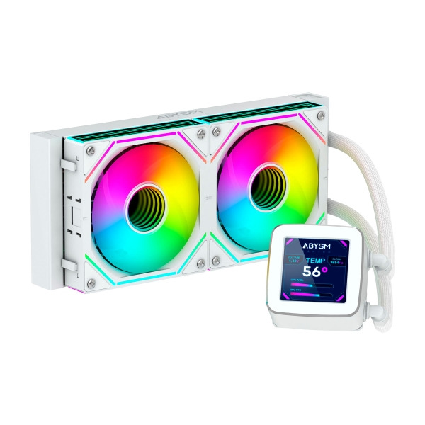 Abysm Oceanic LCD 240 ARGB Kit de Refrigeracion Liquida - 2 Ventiladores de 120mm - Iluminacion ARGB - Pantalla LCD 2.8" - Bomba
