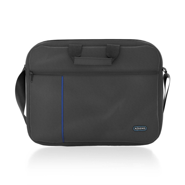 Aisens Maletin para Portatil 15,6" - Acolchado Fino - Bolsillo Frontal con Cremallera - Correa Ajustable - Color Negro