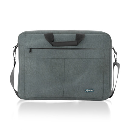 Aisens Maletin Premium para Portatil 15,6" - Acolchado de Espuma - Bolsillo Frontal con Cremallera - Sujecion para Maleta - Correa Ajustable - Color Gris
