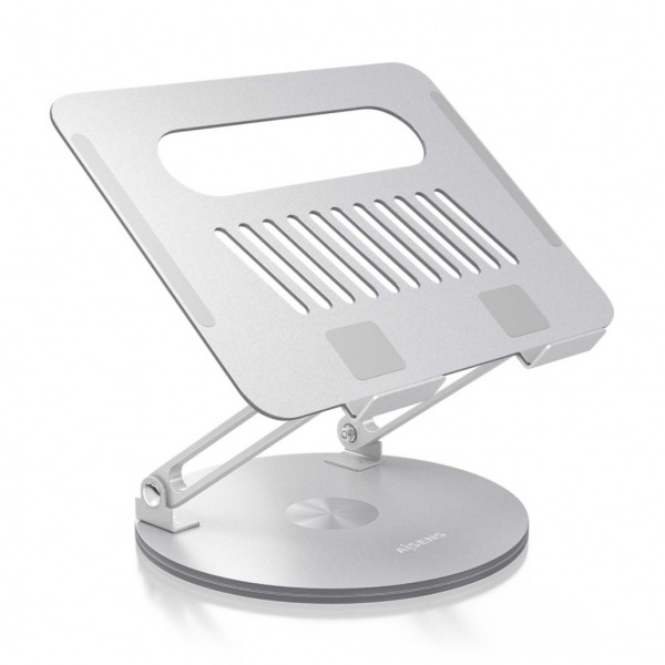 Aisens Soporte Sobremesa XL Giratorio y Ajustable para Portatil O Tablet - Aleacion de Aluminio - Rotacion 360° - Plegable y Co