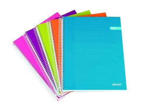 Ancor Classic Stripes Cuaderno Espiral Tamaño A4 Cuadriculado 5x5mm - 120 Hojas 70gr - Tapa Dura de Carton Plastificado - Color