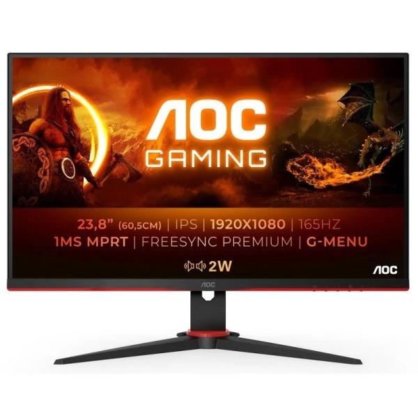 AOC 24G2SPAE/BK Monitor 23,8" WLED IPS FullHD 165Hz - Respuesta 1ms - Angulo de Vision 178° AMD FreeSync - Altavoces Incorporado