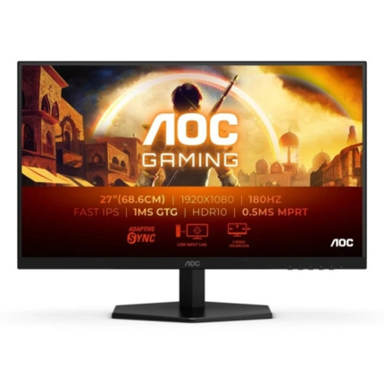 AOC 27G42E Monitor 27" LED FastIPS FHD 180Hz - Respuesta 1ms - HDMI, DisplayPort - VESA 100x100mm - Color Negro