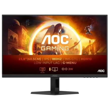 AOC G4 Monitor 23.8" LED Fast IPS FullHD 180Hz HDR10 - Respuesta 1ms - Angulo de Vision 178Â° - Altavoces Incorporados - HDMI, DisplayPort, Audio - Montaje VESA 100x100