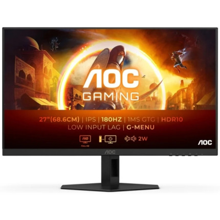 AOC G4 Monitor 27" LED Fast IPS FullHD 180Hz HDR10 - Respuesta 1ms - Angulo de Vision 178Â° - Altavoces Incorporados - HDMI, DisplayPort, Audio - Montaje VESA 100x100