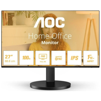 AOC Monitor 27" LED IPS FullHD 1080p 100Hz - Respuesta 1ms - Angulo de Vision 178Â° - Altavoces Incorporados - HDMI, VGA, Audio - Montaje VESA