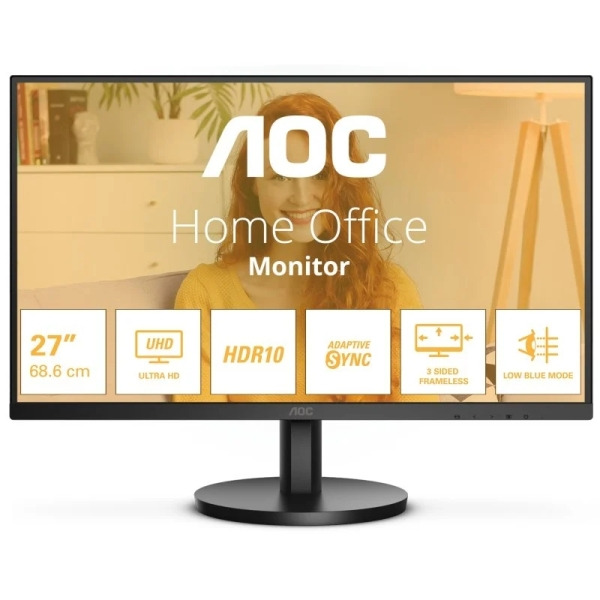 AOC Monitor 27" LED VA UltraHD 4K 60Hz - Respuesta 4ms - Angulo de Vision 178° - Altavoces Incorporados - HDMI, Audio - Montaje