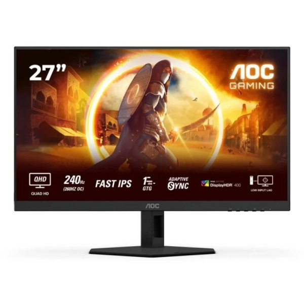 AOC Q27G4ZR Monitor 27" FastIPS QHD 240Hz/260Hz HDR400 - Respuesta 1ms - Ajustable en Altura, Inclinacion y Rotacion - HDMI, Dis