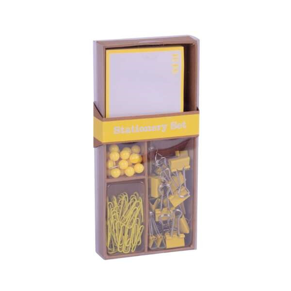Apli Fluor Collection Set de Oficina - 25 Pins, 80 Clips de 28mm, 20 Pinzas Abatibles de 19mm y Notas Adhesivas de 100 Hojas en