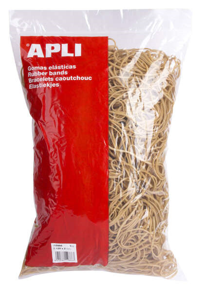 Apli Gomas Elasticas Ã 120 x 2mm - 1kg de Contenido - Gran Elasticidad y Resistencia - 70% de Caucho Natural