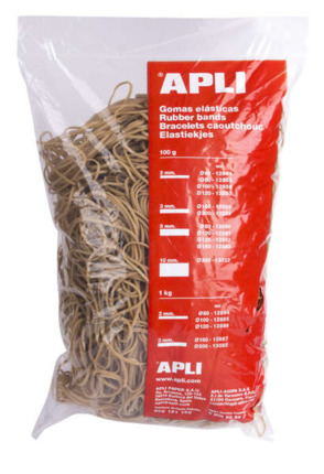 Apli Gomas Elasticas Ø 80 x 2mm - 1kg de Contenido - Gran Elasticidad y Excelente Resistencia - 70% de Caucho Natural