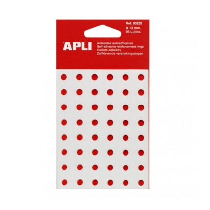 Apli Pack con 96 Arandelas de Refuerzo Ø13mm - Alta Resistencia a Tirones y Rozaduras - Ideal para Escuela, Oficina y Hogar - Color Transparente