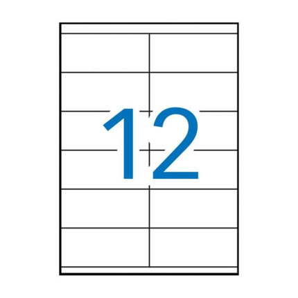 Apli Pack de 1.200 Etiquetas Rectangulares 105x48mm - 100 Hojas por 12 Etiquetas - Adhesivo Permanente - Cantos Rectos - Color Blanco