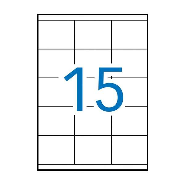 Apli Pack de 1.500 Etiquetas Rectangulares 70x50,8mm - 100 Hojas por 15 Etiquetas - Adhesivo Permanente - Cantos Rectos - Color