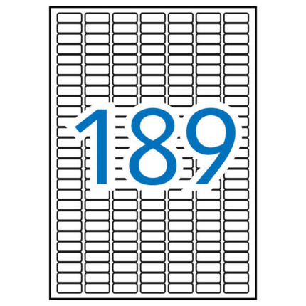 Apli Pack de 1.890 Etiquetas Rectangulares 25.4x10mm - 10 Hojas por 189 Etiquetas - Adhesivo Permanente - Cantos Romos - Aptas para Impresion Inkjet y Laser - Color Blanco