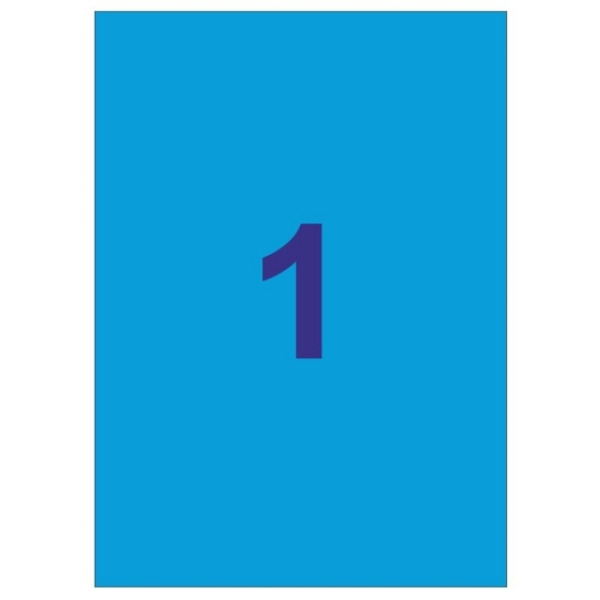 Apli Pack de 20 Etiquetas Rectangulares A4 210x297mm - 20 Hojas por 1 Etiqueta - Adhesivo Permanente - Cantos Rectos - Color Azu