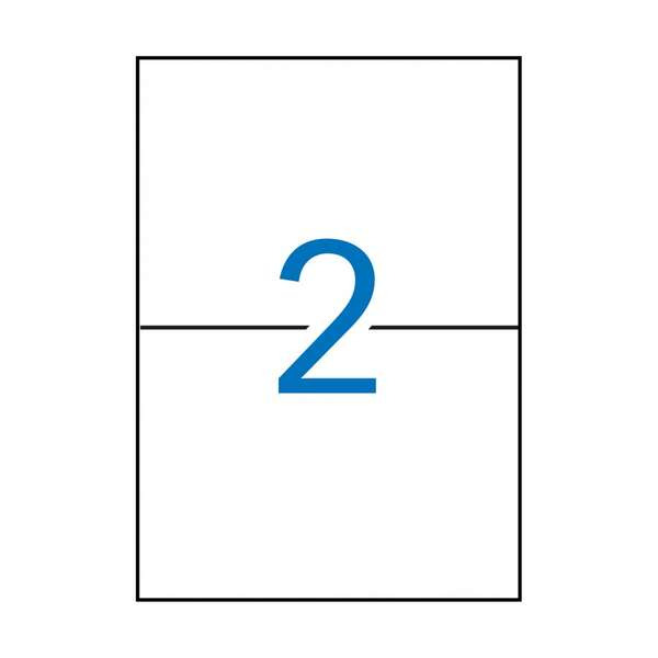 Apli Pack de 200 Etiquetas Rectangulares 210x148mm - 100 Hojas por 2 Etiquetas - Adhesivo Permanente - Cantos Rectos - Color Bla