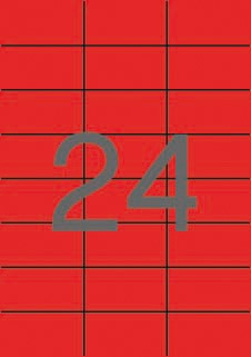 Apli Pack de 2.400 Etiquetas 70x37mm - 100 Hojas x 24 Etiquetas - Adhesivo Permanente - Cantos Rectos - Color Rojo