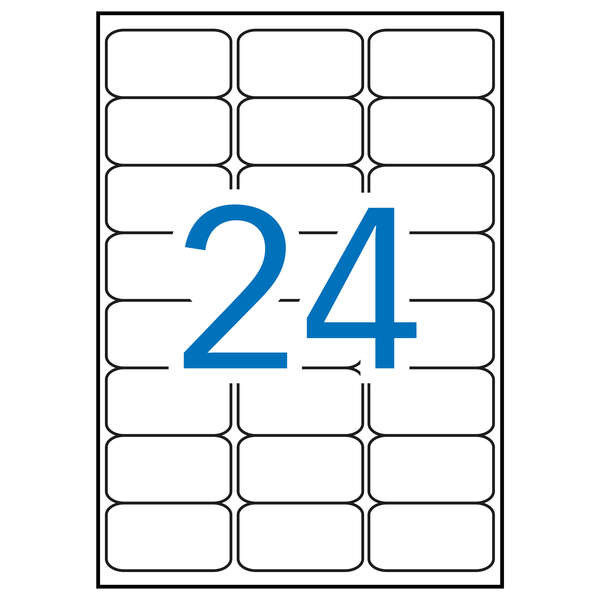 Apli Pack de 2.400 Etiquetas Rectangulares 64x33,9mm - 100 Hojas por 24 Etiquetas - Adhesivo Permanente - Cantos Romos - Color B
