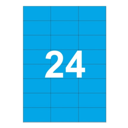 Apli Pack de 480 Etiquetas 70x37mm - 20 Hojas por 24 Etiquetas - Adhesivo Permanente - Cantos Rectos - Color Azul