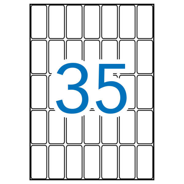 Apli Pack de 525 Etiquetas Rectangulares 18x40mm - 15 Hojas A5 por 35 Etiquetas - Adhesivo Permanente - Cantos Romos - Color Bla