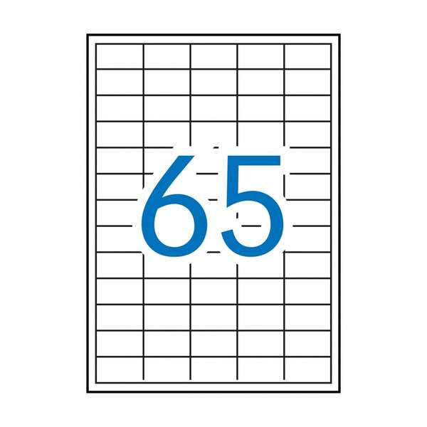 Apli Pack de 6.500 Etiquetas Rectangulares 38x21.2mm - 100 Hojas por 65 Etiquetas - Adhesivo Permanente - Cantos Rectos - Color