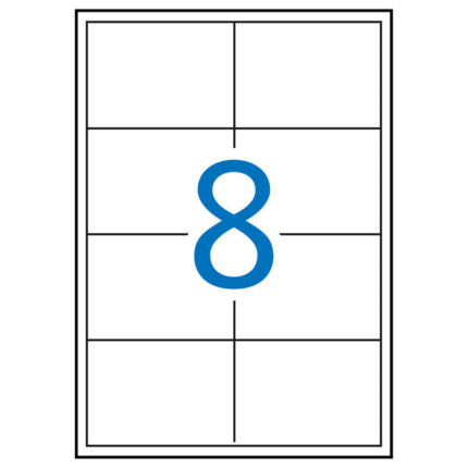 Apli Pack de 800 Etiquetas Rectangulares 97x67,7mm - 100 Hojas por 8 Etiquetas - Adhesivo Permanente - Cantos Rectos - Color Blanco