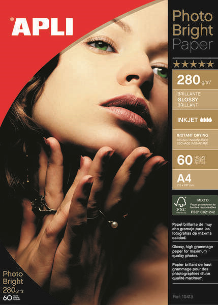 Apli Papel Fotografico Photobright A4 280g 60 Hojas