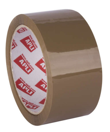 Apli Precinto Estandar sin Ruido Pp Acrilico 48mm x 66m 28?m - Resistente al Desgarro - Adhesivo de Alta Calidad - Facil de Cortar - Marron