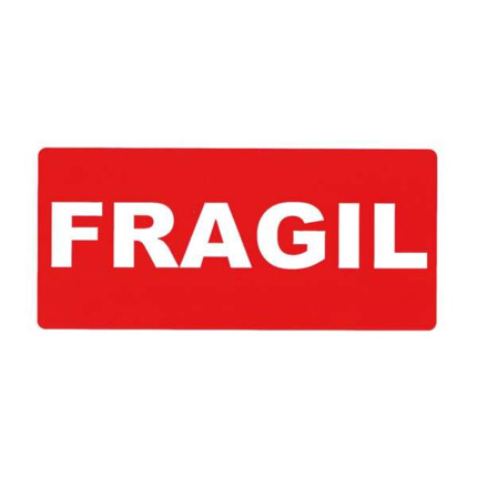 Apli Rollo de 200 Etiquetas de Señalizacion FRAGIL 100x50mm - Adhesivo Permanentes - Letras Blancas sobre Fondo Rojo