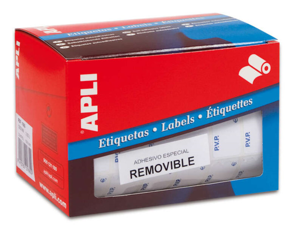 Apli Rollo de 3.360 Etiquetas PVP 12x18mm - Texto Preimpreso PVP - Adhesivo Removible - Color Blanco