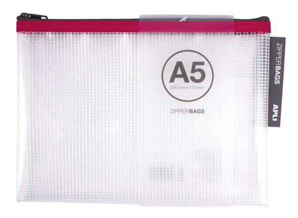 Apli Sobres Porta-Todo de Goma Eva Transparente - Tamaño A5 (235x175mm) - Suaves, Resistentes y Duraderos - Cierre de Cremaller
