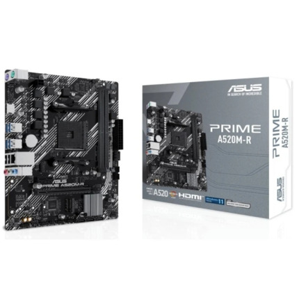 Asus Prime A520M-R Placa Base AMD4 2x DDR4 - HDMI, M.2, PCI Express, 4x Sata III, USB 2.0, 3.2, RJ-45, MicroATX